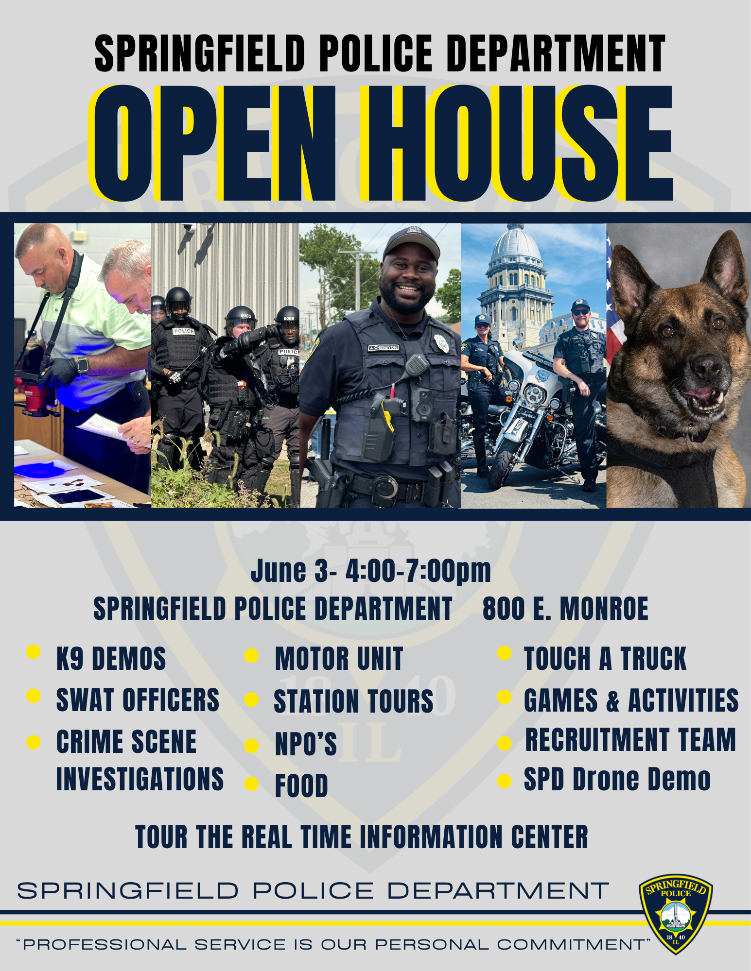 Flyer for the Springfield Police Department Open House event